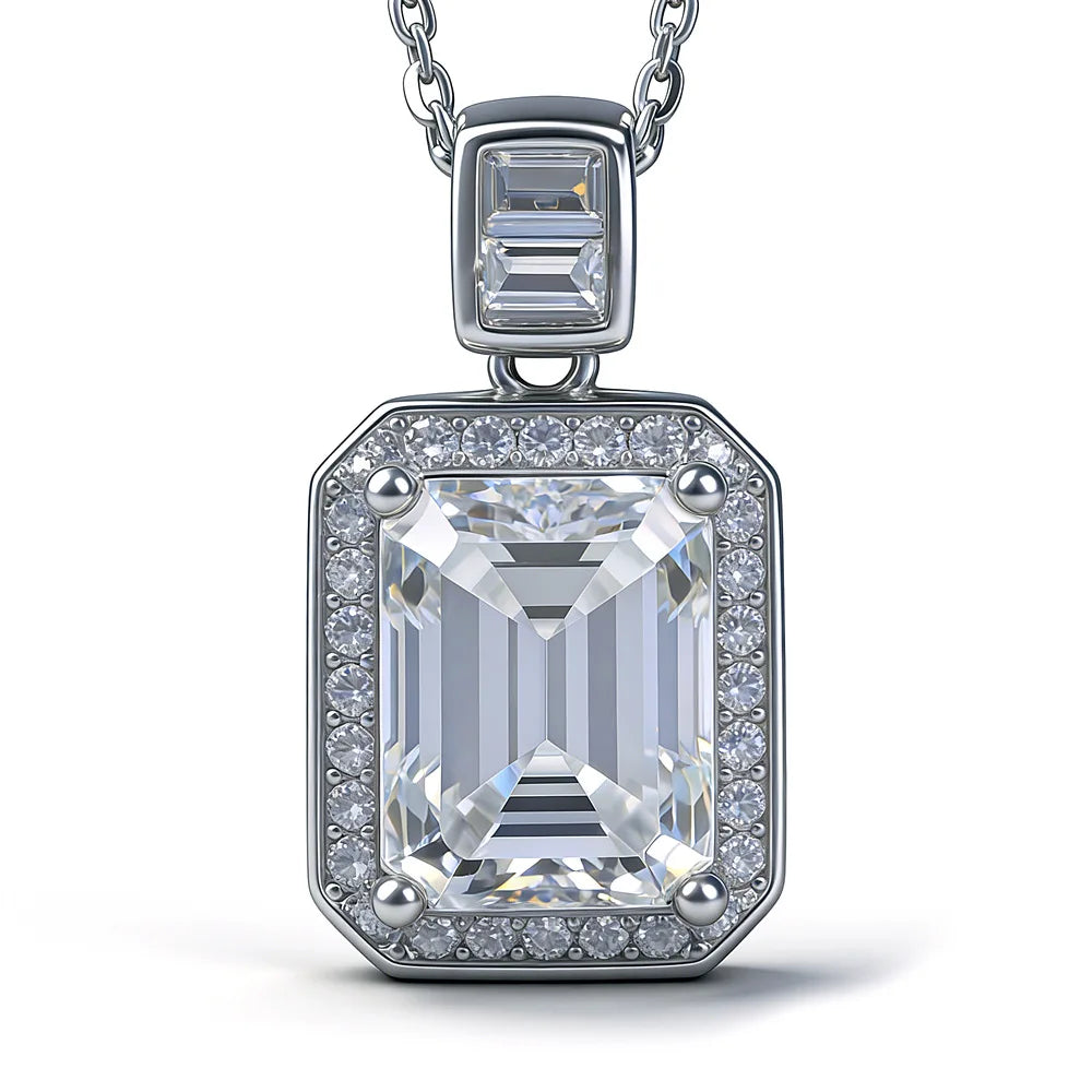 MuShan Luxury Jewelry 925 Sterling Silver 16IN Necklace Cushion Moissanite Valentine for Women Platinum Plated MST Patent GRA