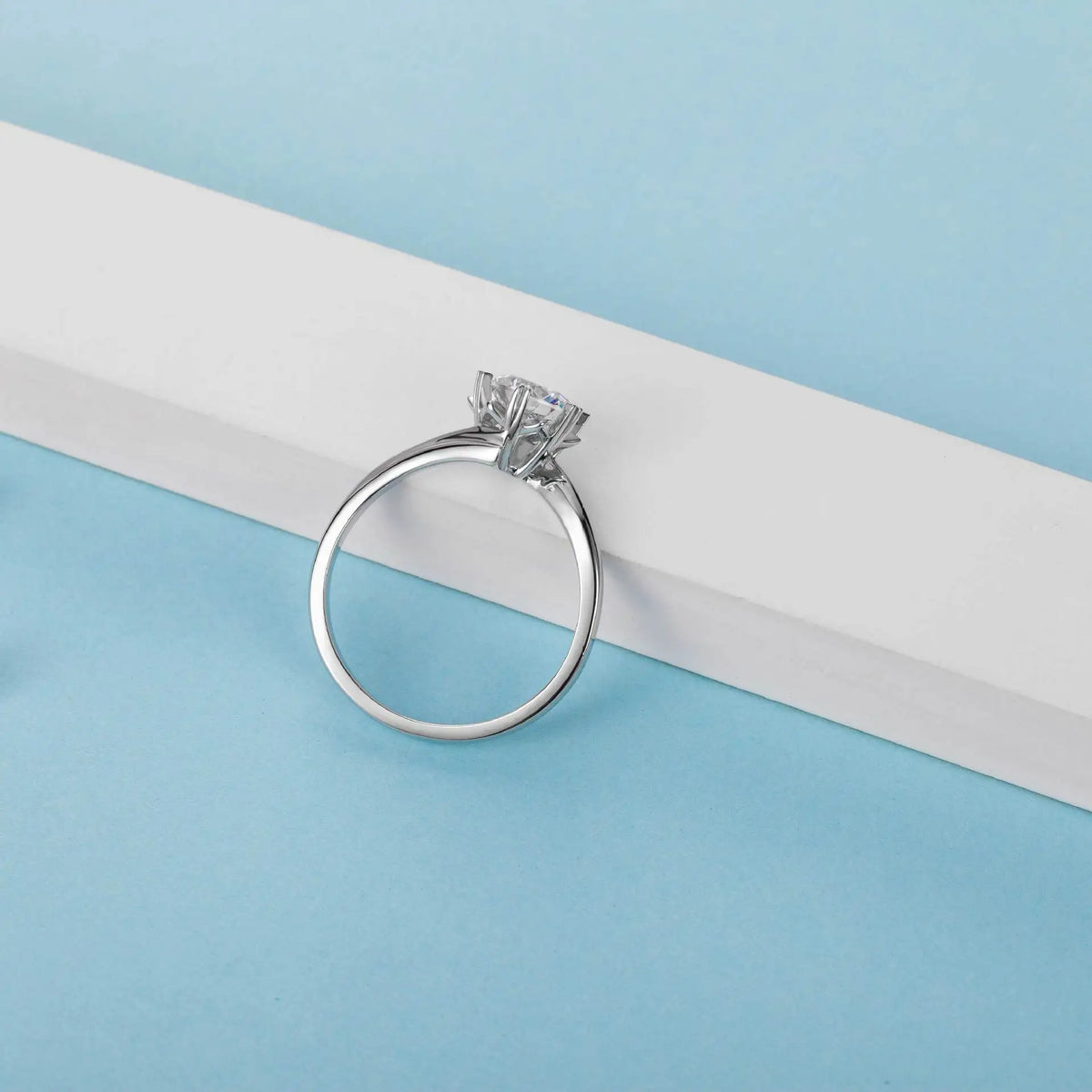Bague MuShan en argent sterling 925 avec moissanite ronde, bague minimaliste pour elle, plaquée or 18 carats, bague brevetée MST