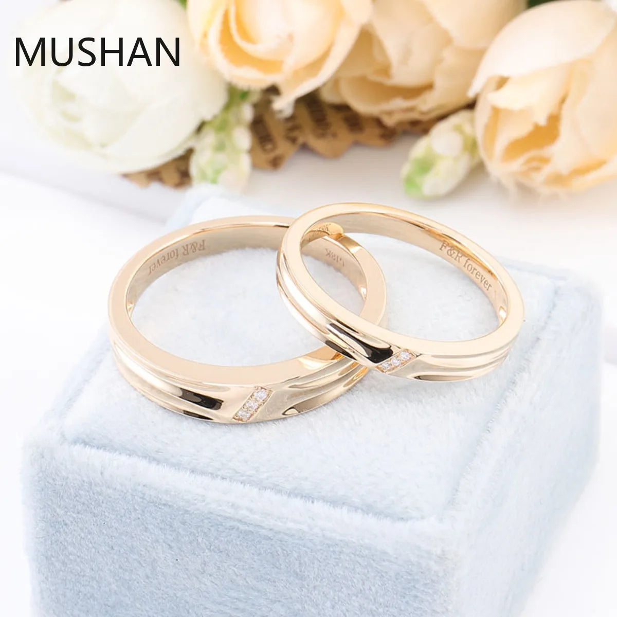 MUSHAN Luxury Custom 14K 18K Gold Rings Band Jewelry With Moissanite Diamond Lab Grown Gemstones Diamond Wedding Ring For Women