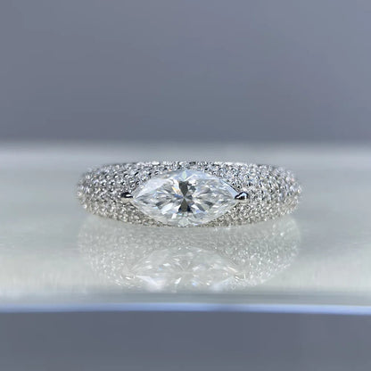 Anillo de compromiso de plata de ley 925 marca MuShan con diamante de moissanita, color D, VVS1, joyería fina patentada MST para mujer