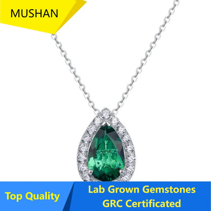 MUSHAN Luxury Jewelry 925 Sterling Silver Chain Pendant Necklace Lab Grown Emerald Ruby Gemstones Necklaces Pendants GRC Jewelry