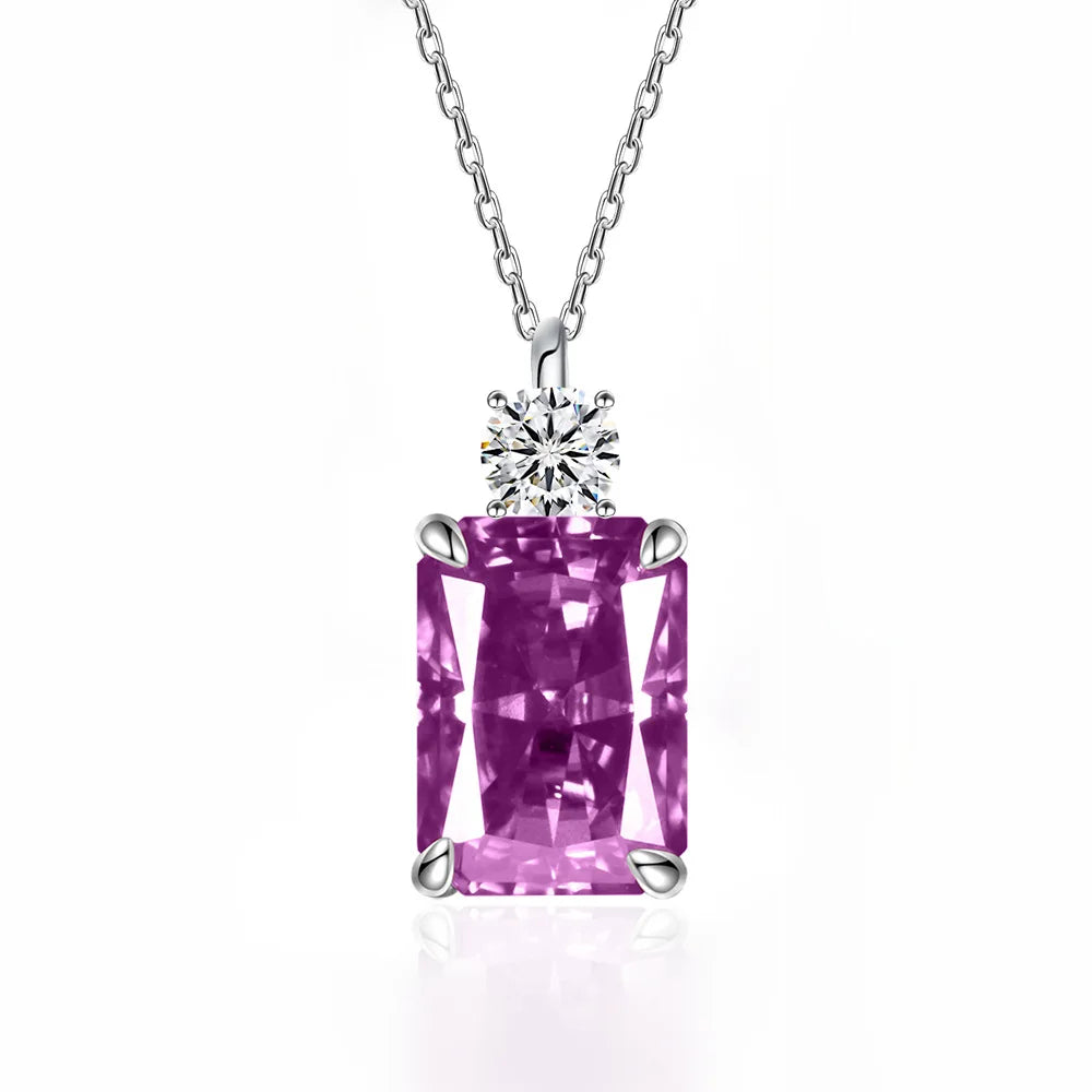 MUSHAN Luxury Jewelry 7ct 8*10 Rectangular Necklace For Women Made Of 925 Silver With Ice Flower Cut High-Carat Diamond Pendant