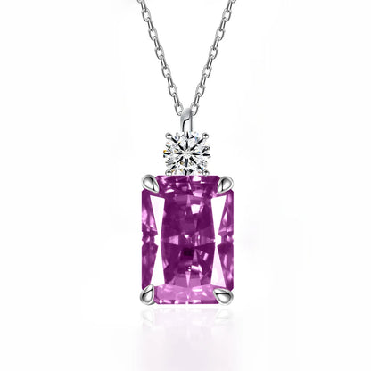 MUSHAN Luxury Jewelry 7ct 8*10 Rectangular Necklace For Women Made Of 925 Silver With Ice Flower Cut High-Carat Diamond Pendant