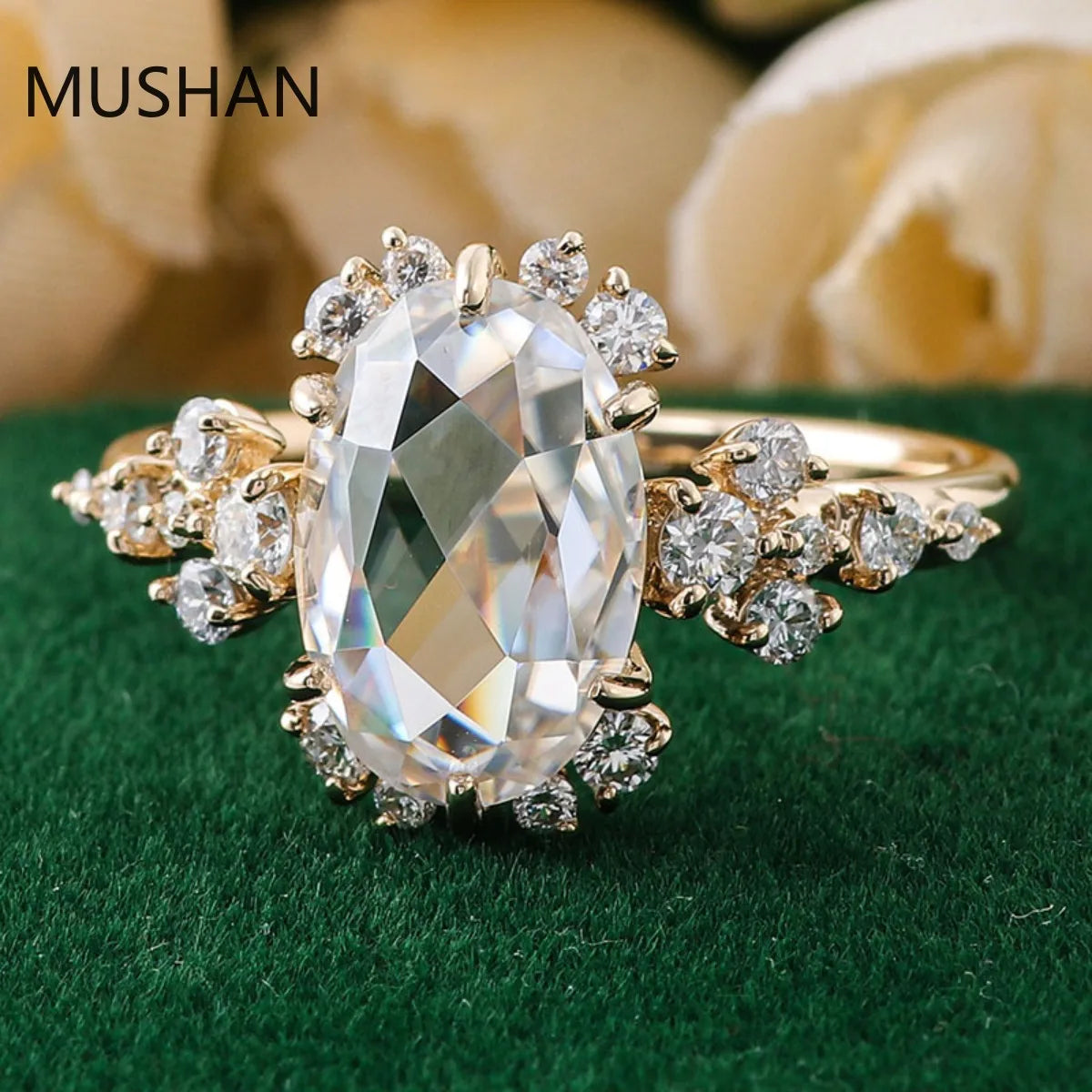 MUSHAN Luxury Custom 14K 18K Gold Rings Band Jewelry With Moissanite Diamond Lab Grown Gemstones Diamond Wedding Ring For Women