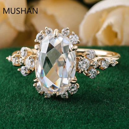 MUSHAN Luxury Custom 14K 18K Gold Rings Band Jewelry With Moissanite Diamond Lab Grown Gemstones Diamond Wedding Ring For Women