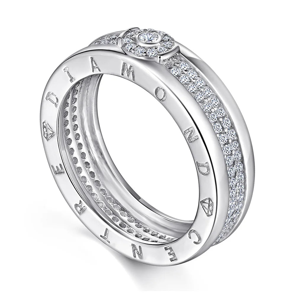 MuShan Jewelry 925 Sterling Silver Rings Bands Engagement Ring 7A Cubic Zirconia Elegant Delicate Anniversary  Women Gift