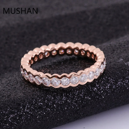 MUSHAN Luxury Custom 14K 18K Gold Rings Band Jewelry With Moissanite Diamond Lab Grown Gemstones Diamond Wedding Ring For Women