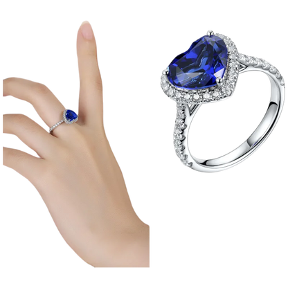 MUSHAN Custom Jewelry 925 Sterling Silver Ring Lab Blue Ruby Oval Anniversary Gift for Women 18K Gold Plated Anniversary Rings