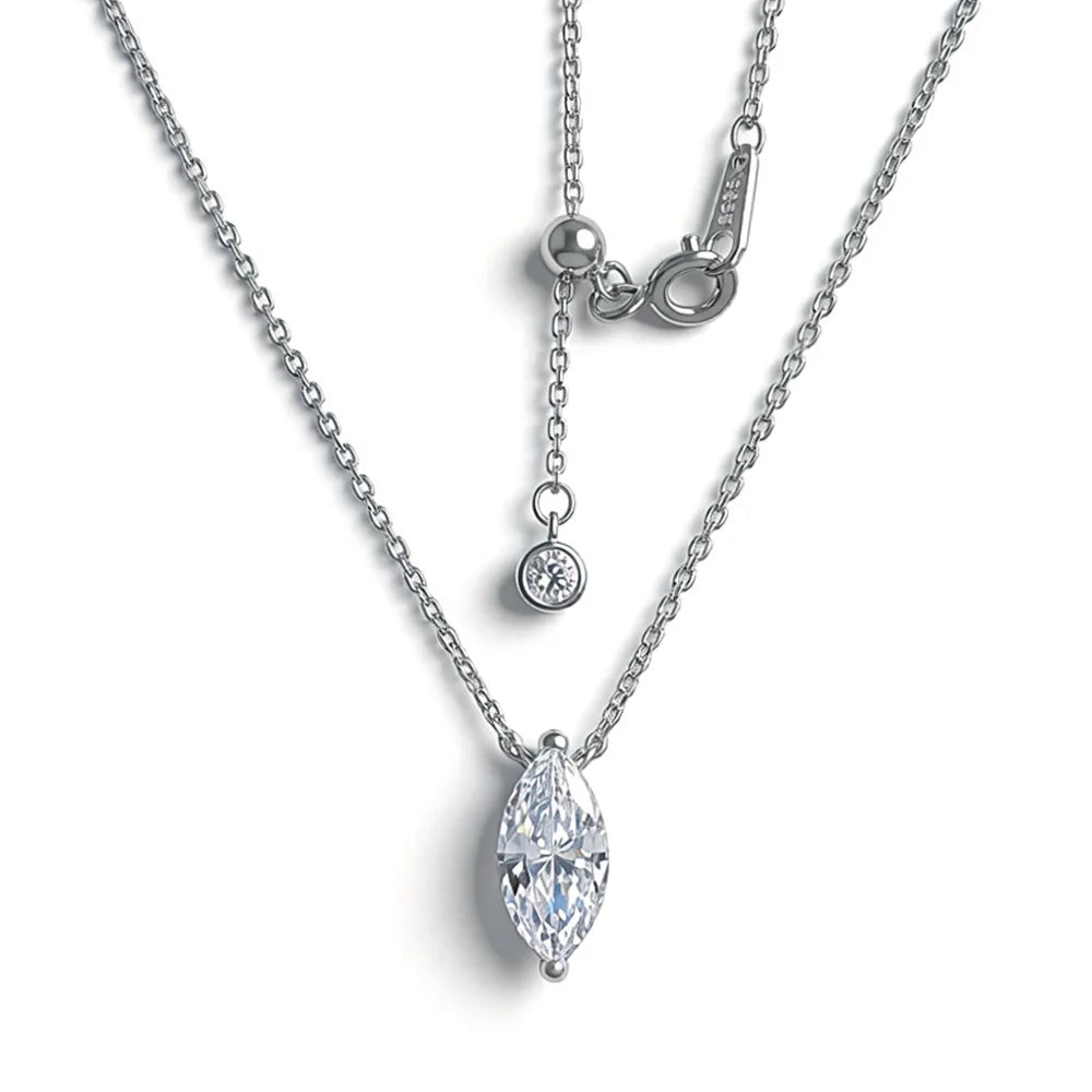 MuShan Luxury Jewelry 925 Sterling Silver Necklace 18IN Heart Moissanite Easter 18K Gold Plated for Her MST Patent 18INs