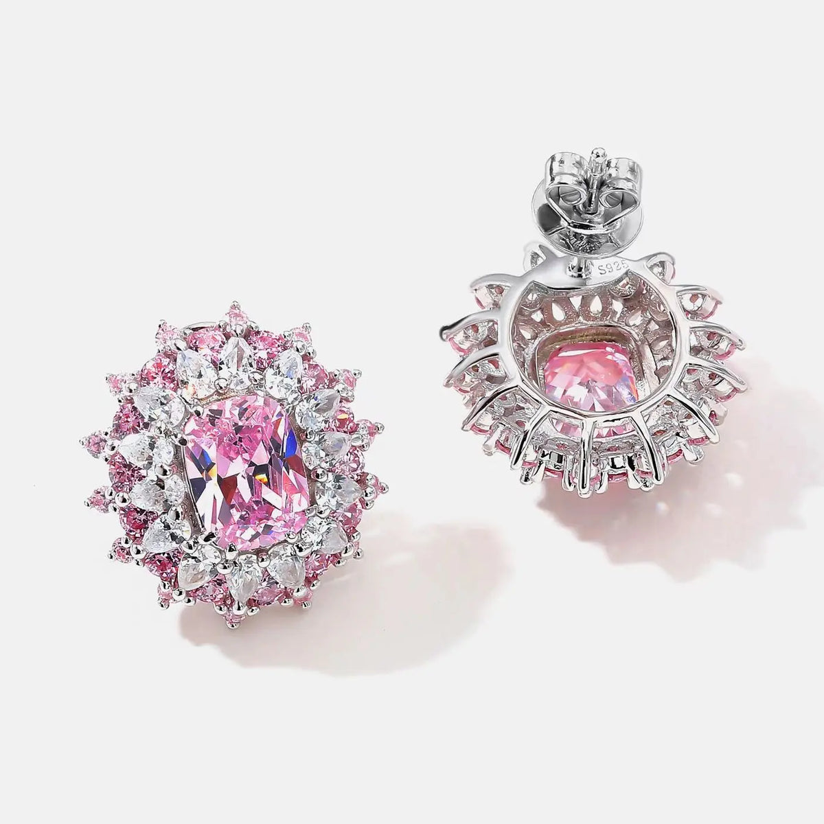 MUSHAN Custom Jewelry 925 Sterling Silver Stud Earrings High Carbon Pink Diamond Women s925 Earring Stud Ear Pin Fine Jewelry