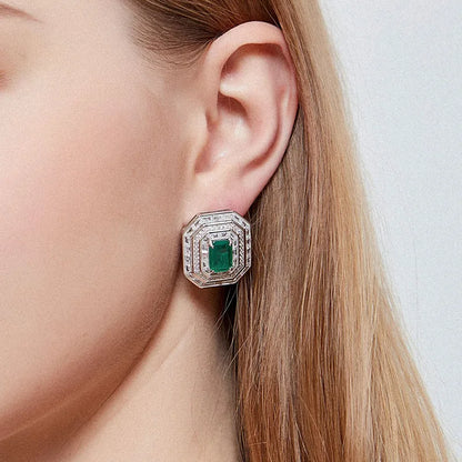MuShan Jewelry 925 Sterling Silver Statement Cluster Earrings 7A Cubic Zirconia for Her Earring Anniversary for Women Gift