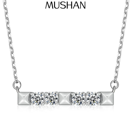 MuShan Luxury Jewelry 925 Sterling Silver Necklace Zircon 5A Halo Statement for Girls Real Gold Plated Premium Jewelry Pendant