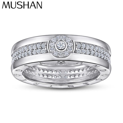 MuShan Jewelry 925 Sterling Silver Rings Bands Engagement Ring 7A Cubic Zirconia Elegant Delicate Anniversary  Women Gift