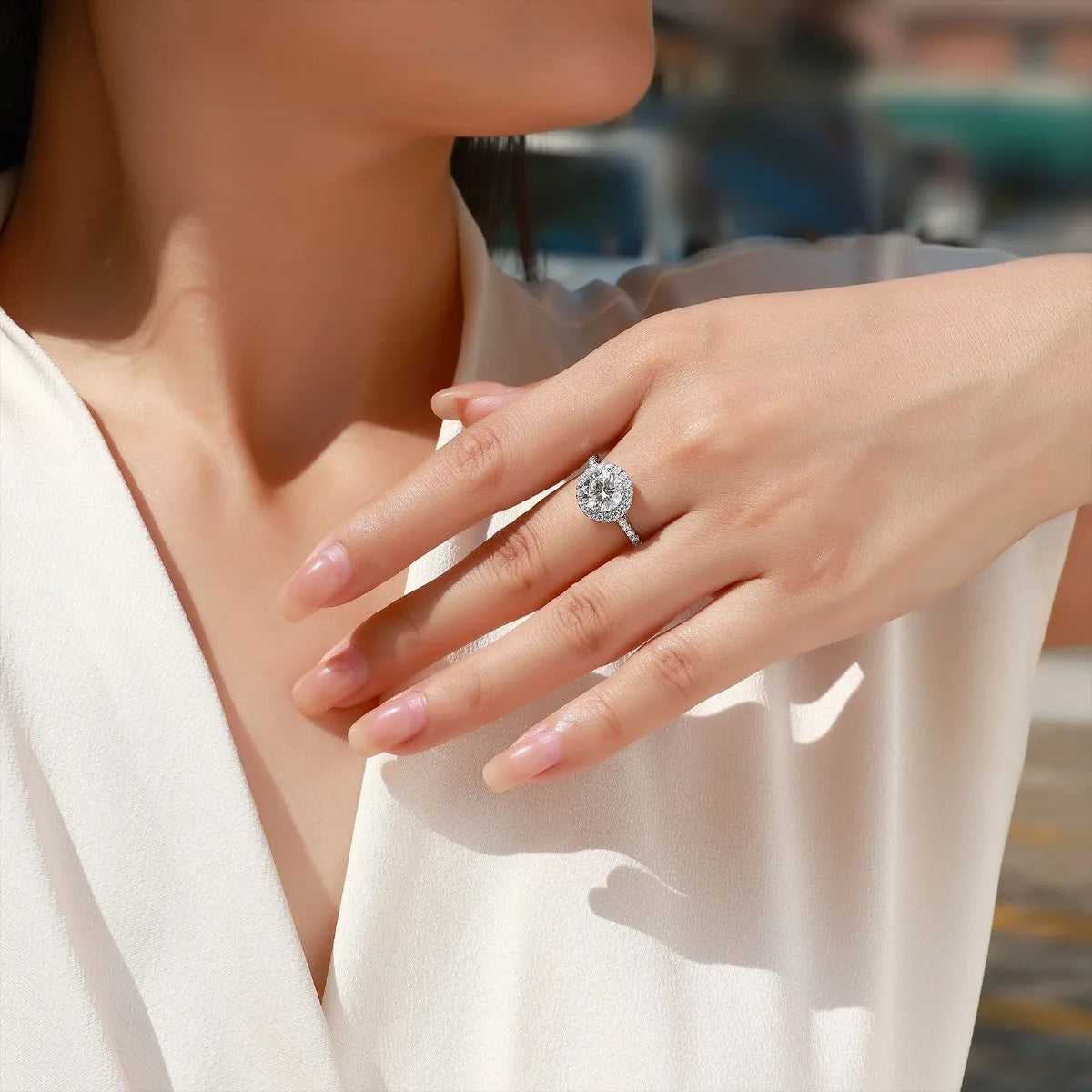 Anillo de compromiso de lujo MUSHAN de plata de ley 925 para mujer, con diamante de moissanita certificado por GRA, esmeralda, color D, joyería fina