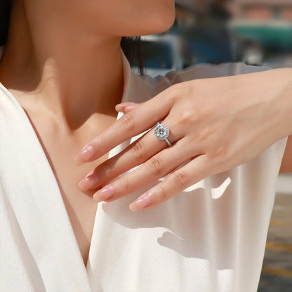 Anillo de compromiso de lujo MUSHAN de plata de ley 925 para mujer, con diamante de moissanita certificado por GRA, esmeralda, color D, joyería fina