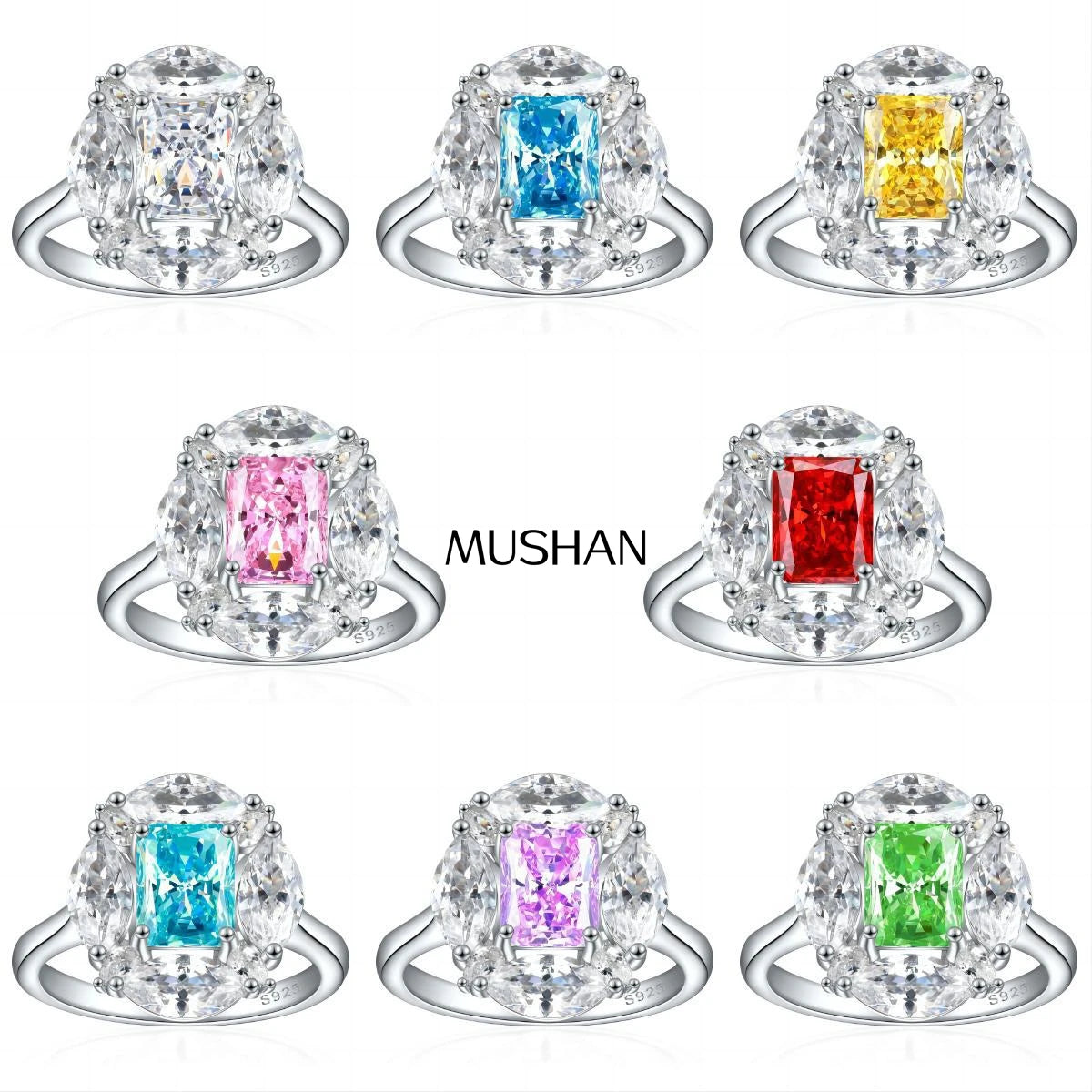 Bague de mariage MuShan Jewelry en argent sterling 925 avec diamant à haute teneur en carbone, cadeau de Noël, cadeau pour elle, bagues pour femmes, joaillerie fine