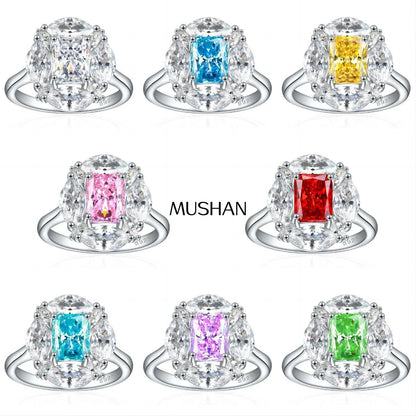 Bague de mariage MuShan Jewelry en argent sterling 925 avec diamant à haute teneur en carbone, cadeau de Noël, cadeau pour elle, bagues pour femmes, joaillerie fine