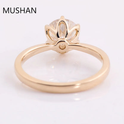 MUSHAN Bague de luxe personnalisée en or 14K 18K avec diamant moissanite et pierres précieuses de laboratoire, alliance pour femme