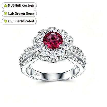 MUSHAN Custom Jewelry 925 Sterling Silver Ring Band for Women 1ct Lab Grown Gemstones Ruby Emerald Sapphire Rings Jewelry