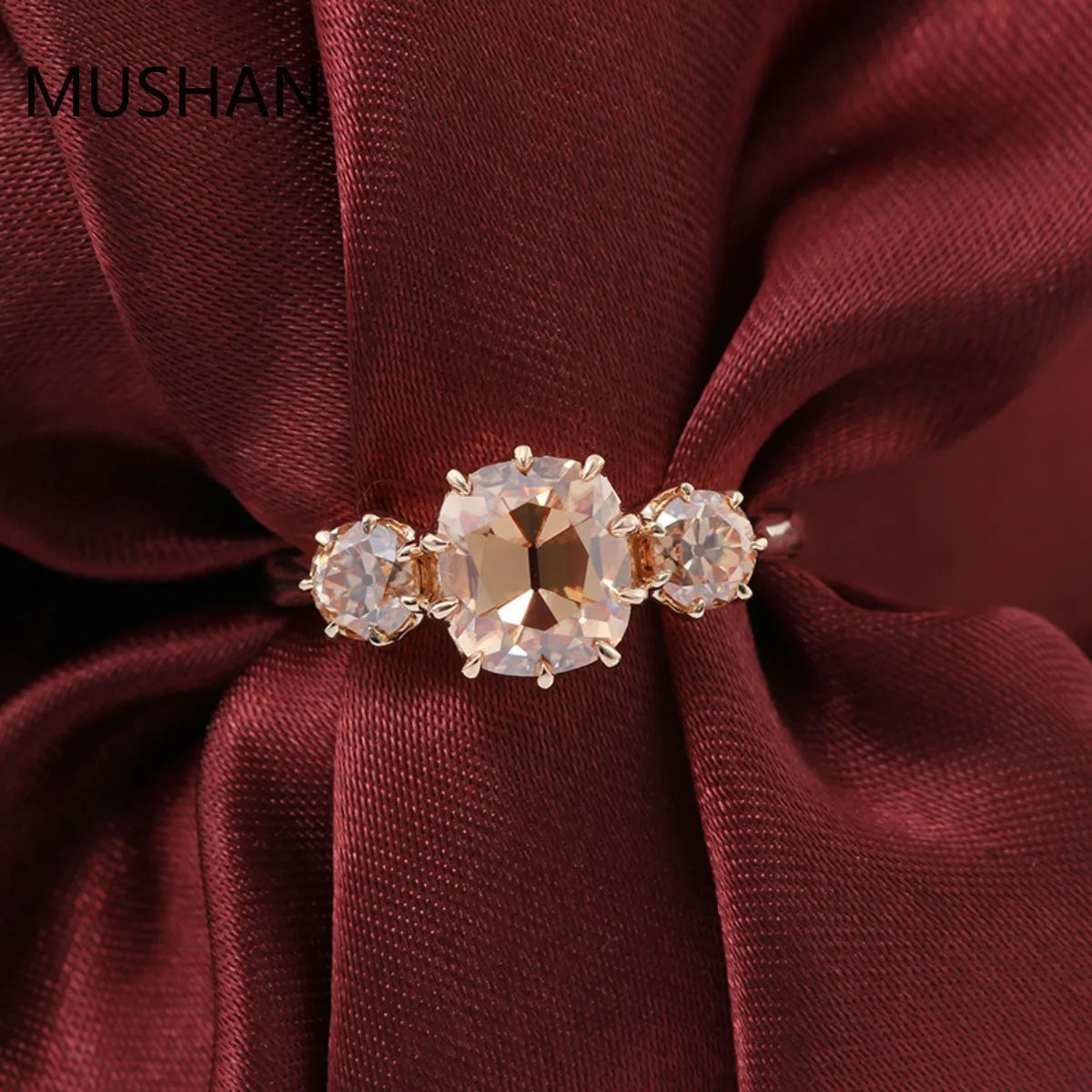 MUSHAN Luxury Custom 14K 18K Gold Rings Band Jewelry With Moissanite Diamond Lab Grown Gemstones Diamond Wedding Ring For Women