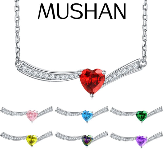 Collier pendentif MuShan Jewelry en argent sterling 925 avec chaîne et diamants HCD, cadeau de Saint-Valentin, cadeau pour meilleure amie, colliers pour femmes, bijoux
