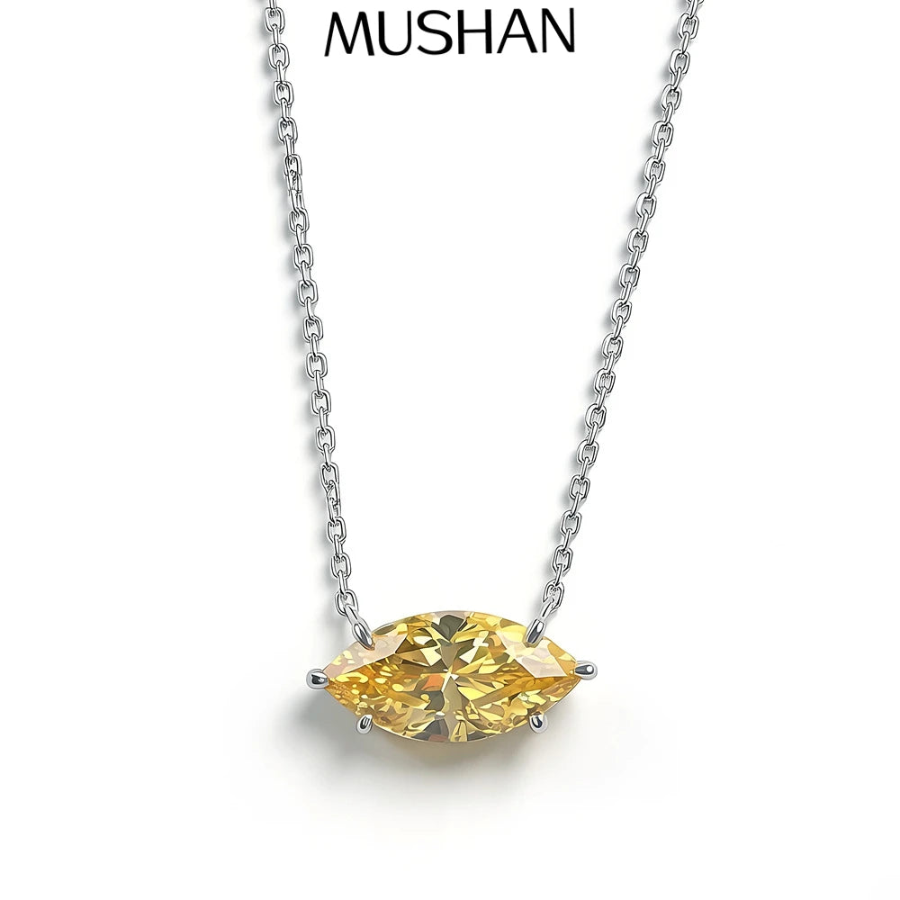 MuShan Jewelry 925 Sterling Silver Necklace Pendant Chain HCD Gemstones Bachelorette Gift Trendy Style Women Necklaces Jewelry