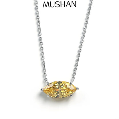 MuShan Jewelry 925 Sterling Silver Necklace Pendant Chain HCD Gemstones Bachelorette Gift Trendy Style Women Necklaces Jewelry