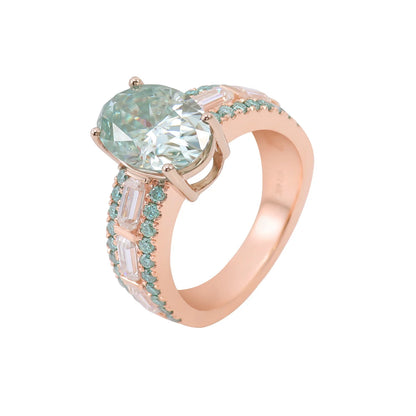 MUSHAN Luxury Custom PT950 14K 18K Gold Rings Band Jewelry 4.5ctw Green Moissanite Diamond Ring For Women Wedding Bridal Jewelry