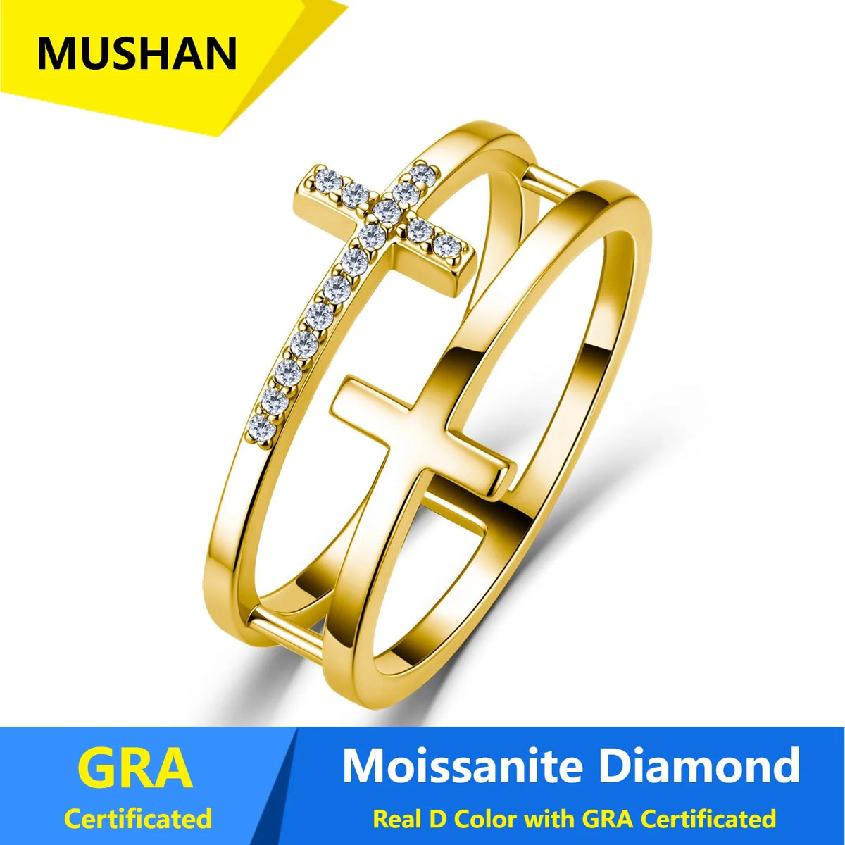MUSHAN Luxury Jewelry 925 Sterling Silver Ring Band Women GRA Certificated Moissanite Diamond Emerald D Color Rings Fine Jewelry