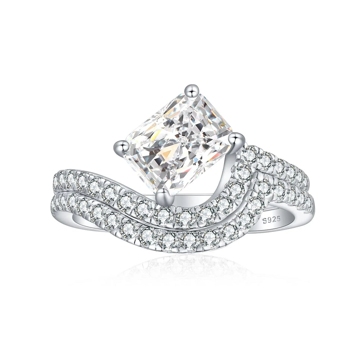 MuShan Jewelry 925 Sterling Silver Ring Wedding Band High Carbon Diamond Mother Day Gift Trendy Style Women Rings Fine Jewelry