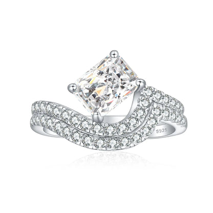 MuShan Jewelry 925 Sterling Silver Ring Wedding Band High Carbon Diamond Mother Day Gift Trendy Style Women Rings Fine Jewelry