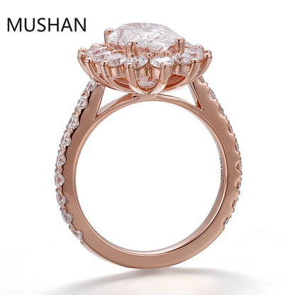 MUSHAN Luxury Custom 14K 18K Gold Rings Band Jewelry With Moissanite Diamond Lab Grown Gemstones Diamond Wedding Ring For Women