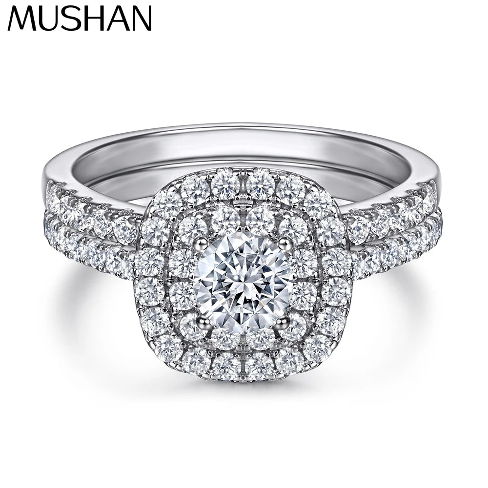 MuShan Jewelry 925 Sterling Silver Ring Wedding Band High Carbon Diamond Elegant Style Girlfriend Gift Women Rings Fine Jewelry