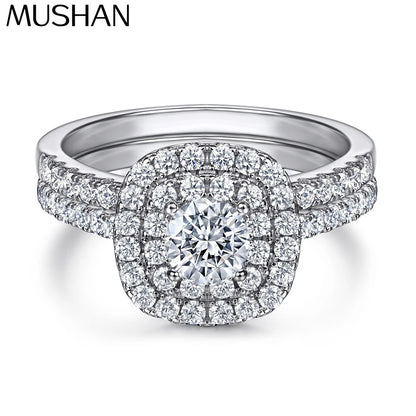 MuShan Jewelry 925 Sterling Silver Ring Wedding Band High Carbon Diamond Elegant Style Girlfriend Gift Women Rings Fine Jewelry