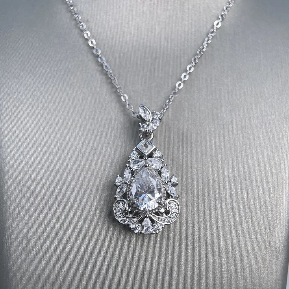 MuShan Luxury Jewelry 925 Sterling Silver Chain Necklace Brilliant Moissanite Bridal Girls Gold Vermeil MST Patent Fine Jewelry