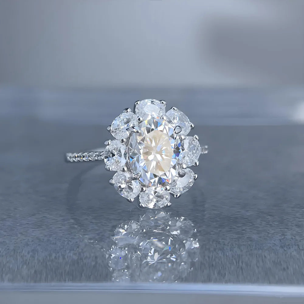 Anillo de plata de ley 925 de MuShan Luxury Jewelry, impresionante anillo de moissanita para mujer, chapado en oro auténtico de 18 quilates, anillos con patente MST