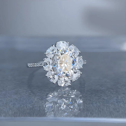 Anillo de plata de ley 925 de MuShan Luxury Jewelry, impresionante anillo de moissanita para mujer, chapado en oro auténtico de 18 quilates, anillos con patente MST