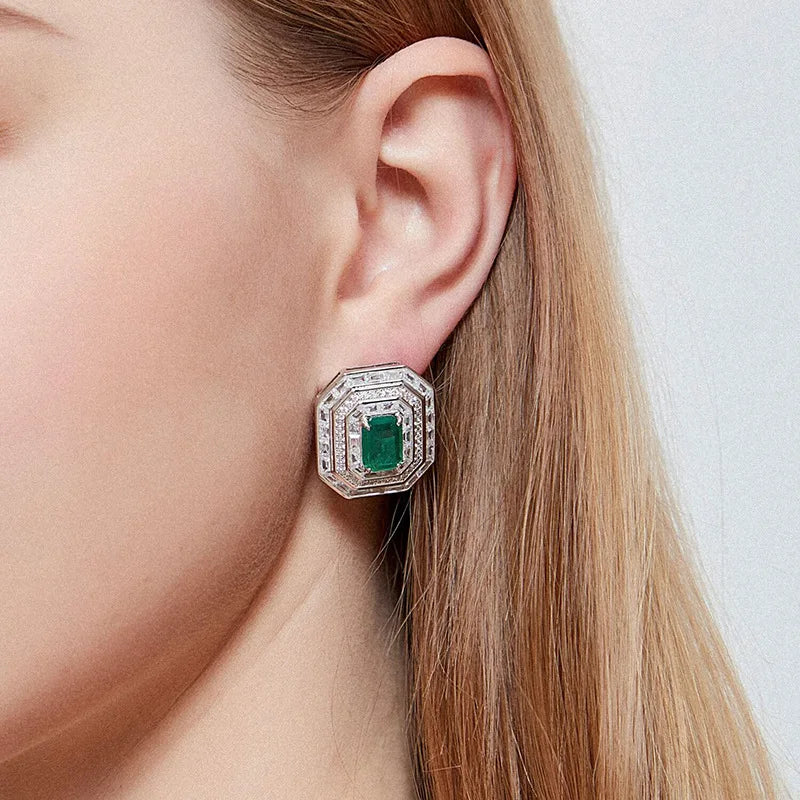MuShan Jewelry 925 Sterling Silver Earring Cluster Earrings 5A Cubic Zirconia for Women Earring Engagement for Women Gift