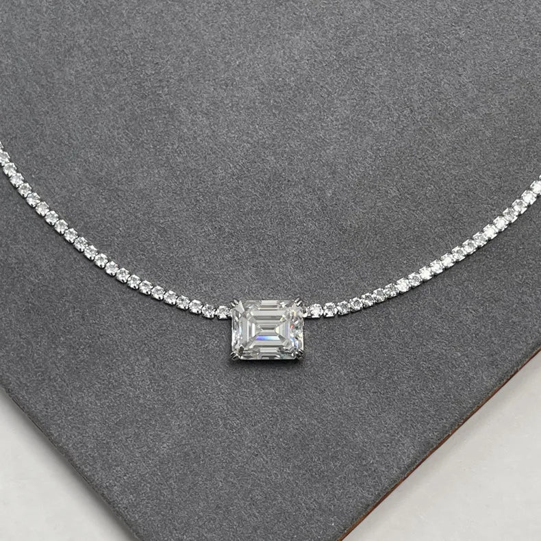 Collar de plata de ley 925 con halo de diamante moissanita de MuShan Luxury Jewelry, casual para prometida, colgante con patente MST bañado en oro de 18K