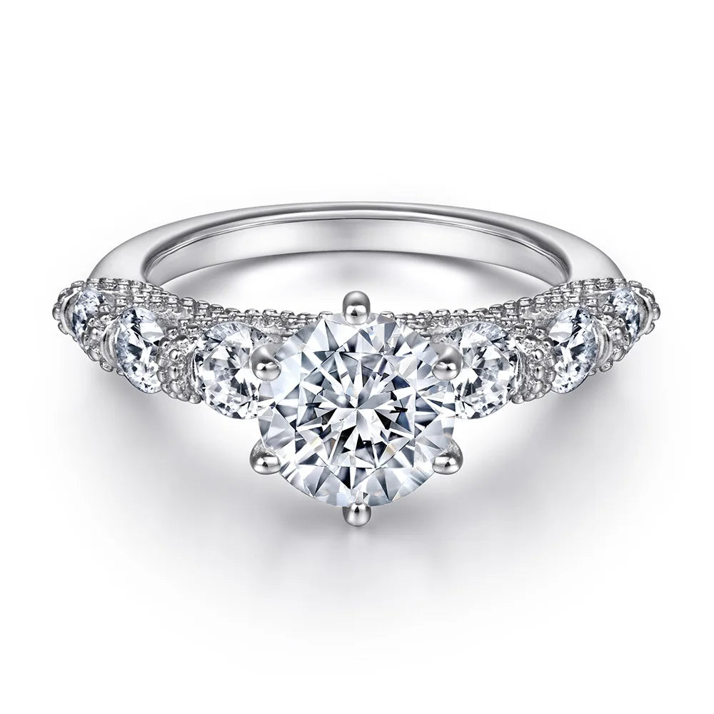 MuShan Jewelry 925 Sterling Silver Rings Bands Engagement Ring 7A Cubic Zirconia Premium Anniversary Rings Bands  Women Gift