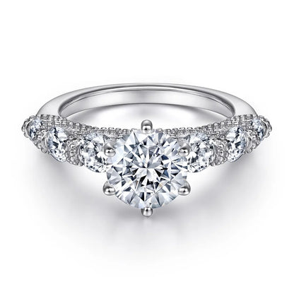 MuShan Jewelry 925 Sterling Silver Rings Bands Engagement Ring 7A Cubic Zirconia Premium Anniversary Rings Bands  Women Gift