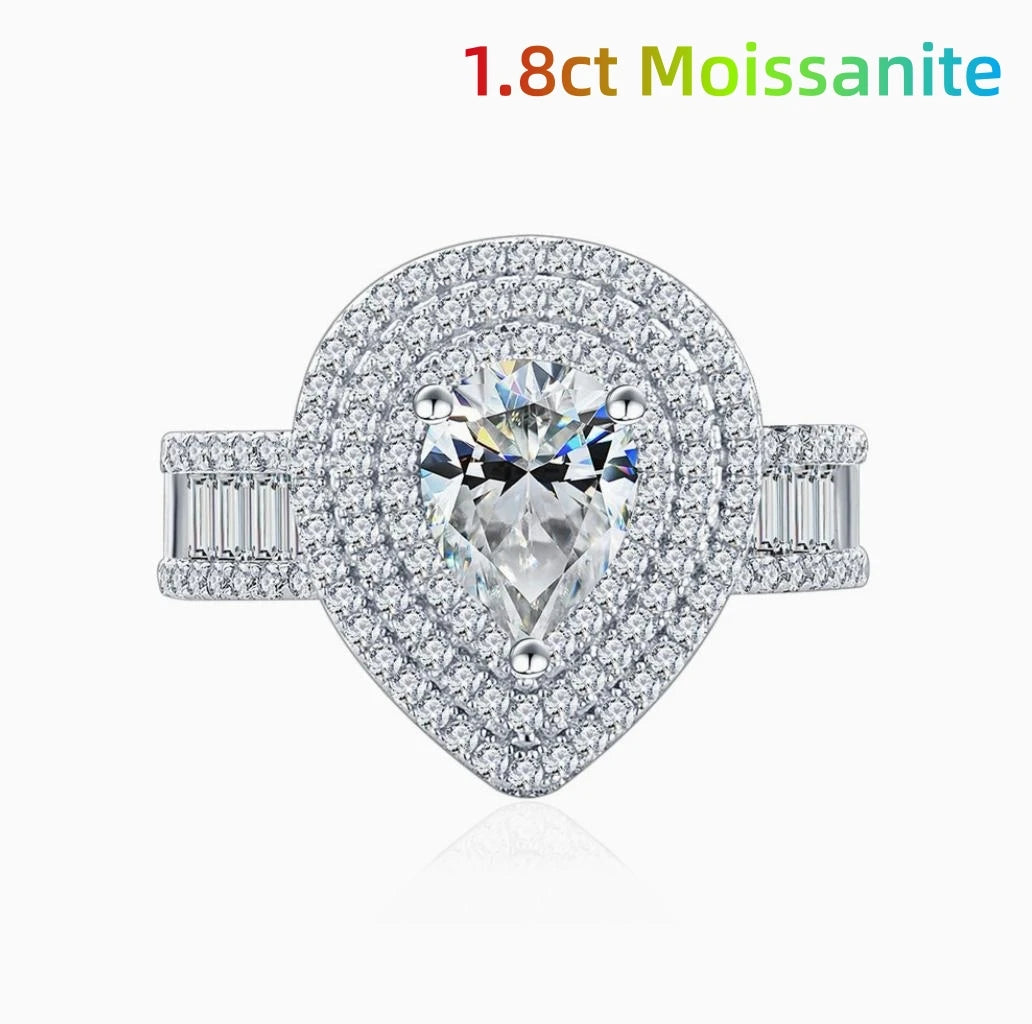 MUSHAN Bague de luxe pour femme en argent sterling 925, avec diamant moissanite 1,8 ct certifié GRA et zirconium, bijou raffiné