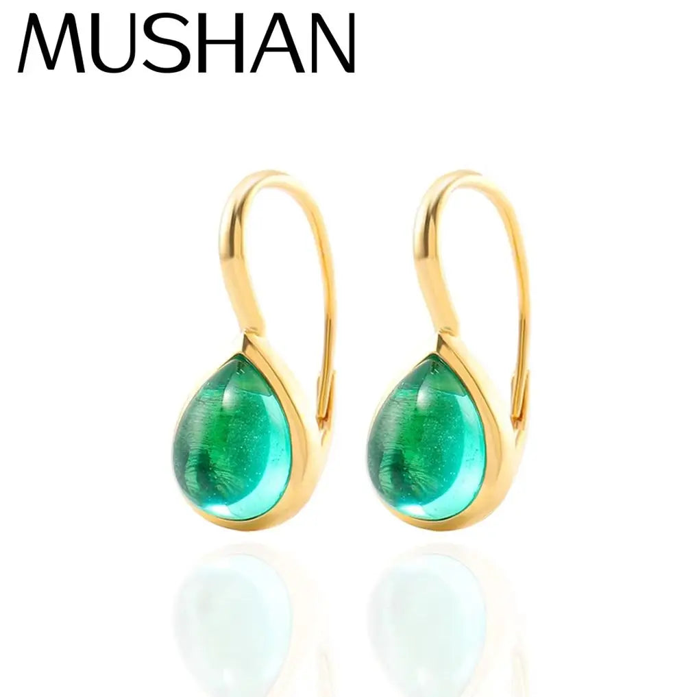 MUSHAN Custom Jewelry 14k 18k Gold 925 Sterling Silver Stud Drop Earrings Lab Grown Emerald Women Pendant Earrings Gold Jewelry