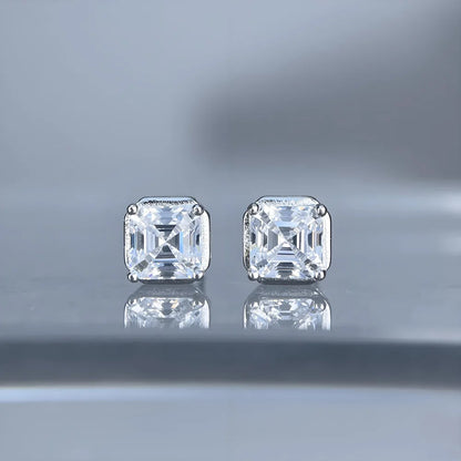 MuShan Brand Jewelry 925 Sterling Silver Ear Hoops 1CT Moissanite Geometric for Her Platinum Plated MST Patent Hypoallergenic