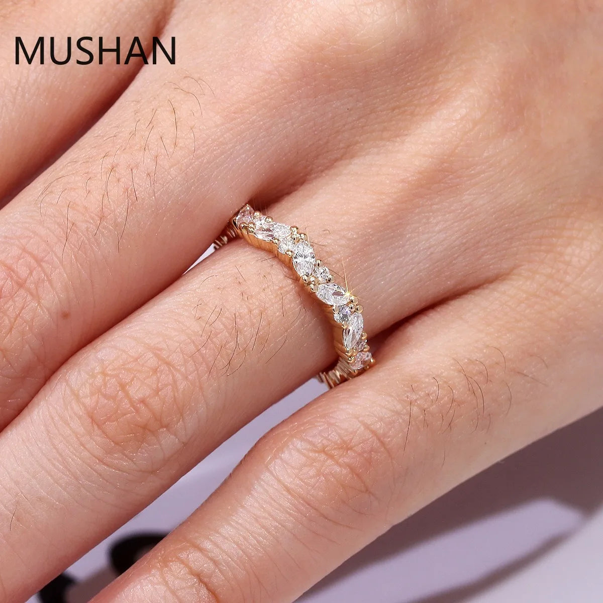 MUSHAN Luxury Custom 14K 18K Gold Rings Band Jewelry With Moissanite Diamond Lab Grown Gemstones Diamond Wedding Ring For Women