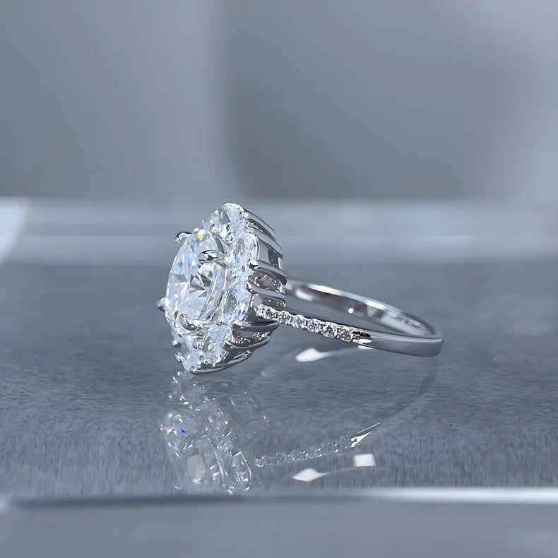 Anillo de plata de ley 925 de MuShan Luxury Jewelry, impresionante anillo de moissanita para mujer, chapado en oro auténtico de 18 quilates, anillos con patente MST