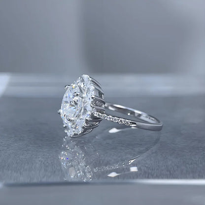 Anillo de plata de ley 925 de MuShan Luxury Jewelry, impresionante anillo de moissanita para mujer, chapado en oro auténtico de 18 quilates, anillos con patente MST