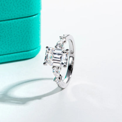 Anillo de plata de ley 925 marca MuShan con moissanita redonda, anillo de oficina para novia, chapado en oro auténtico de 18 quilates, joyería con patente MST