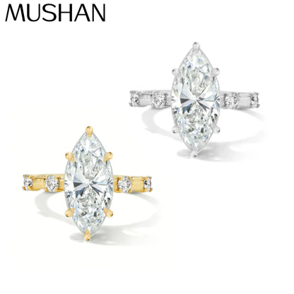 MUSHAN Custom Jewelry 925 Sterling Silver Ring Moissanite D Color VVS Fine Lustrous Radiant Handcrafted Rings Diamond Accessorie
