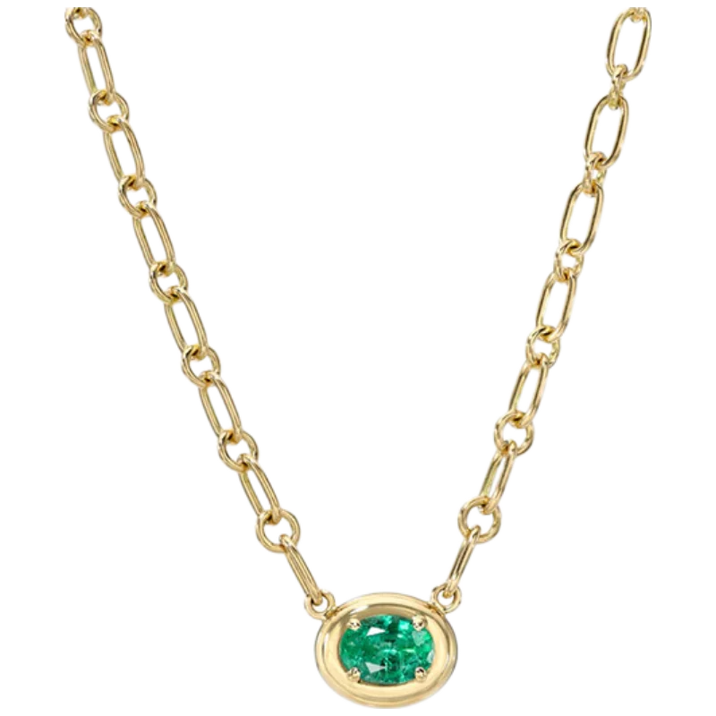 MUSHAN Bespoke Jewelry 925 Sterling Silver Chain Necklace Lab Grown Emerald Ruby Sapphire Gemstones Pendant Necklace for Women